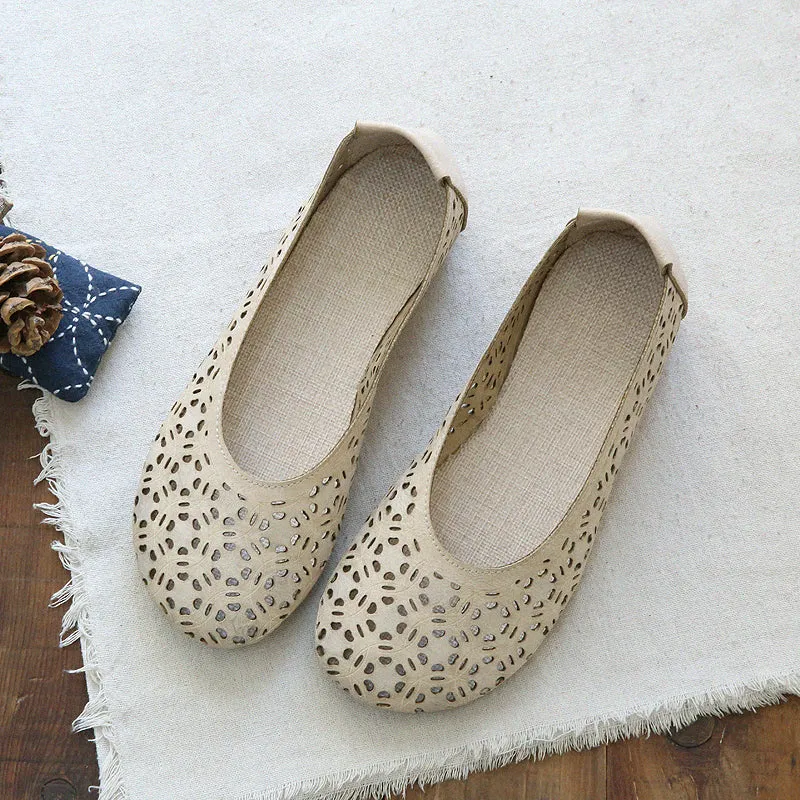 Women Retro Hollow Breathable Soft Summer Flats