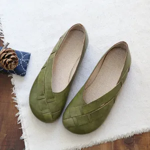 Women Retro Plaited Canvas Summer Flats