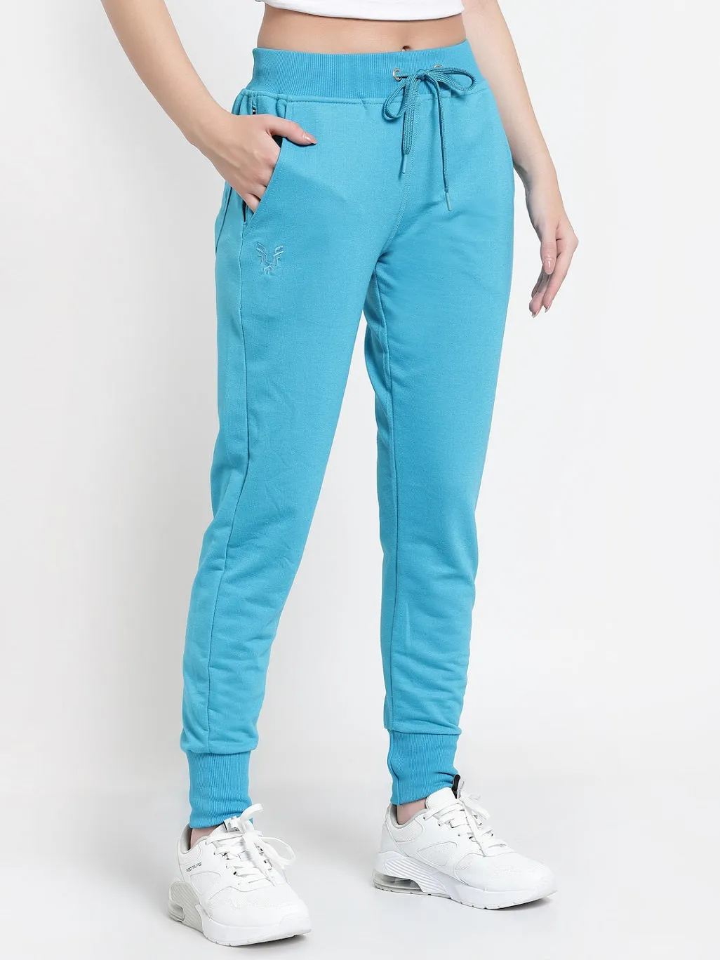 Women's Cotton Regular Fit Joggers Track Pants with Zippered Pocket