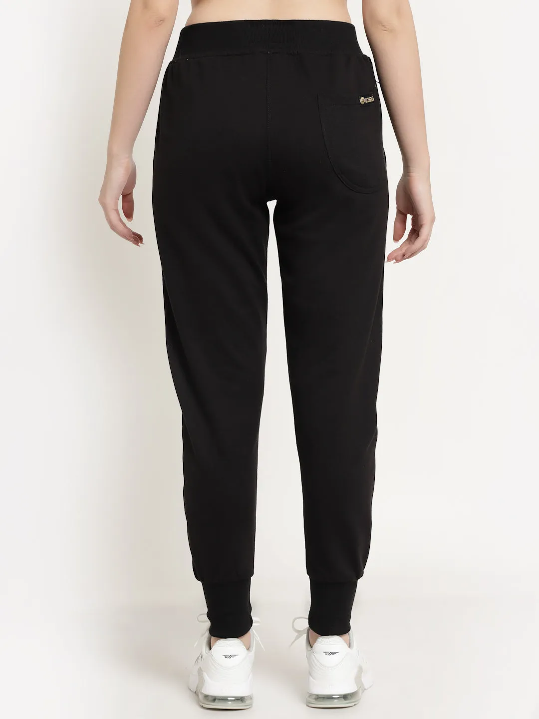 Women's Cotton Regular Fit Joggers Track Pants with Zippered Pocket