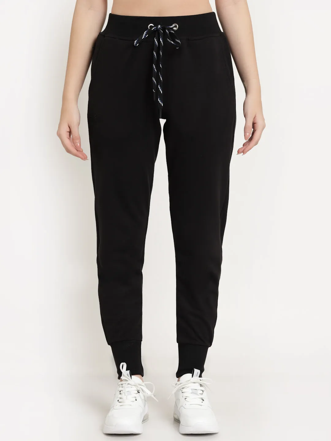 Women's Cotton Regular Fit Joggers Track Pants with Zippered Pocket