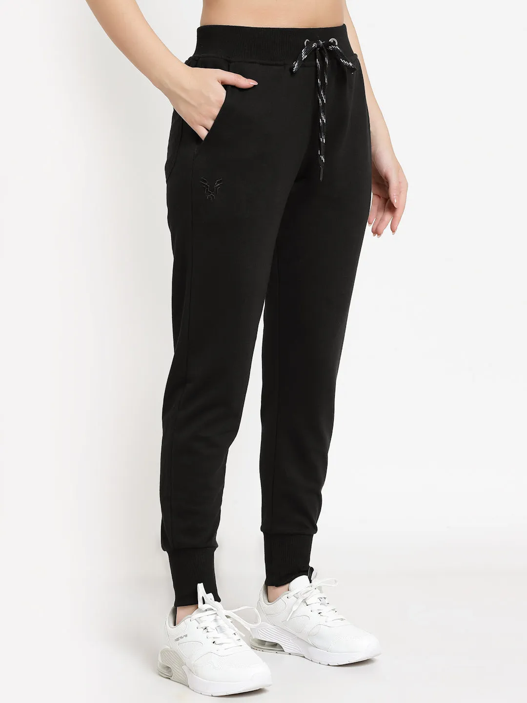 Women's Cotton Regular Fit Joggers Track Pants with Zippered Pocket