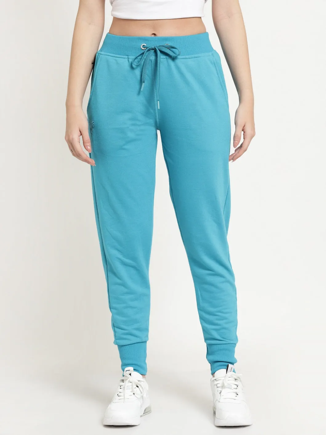 Women's Cotton Regular Fit Joggers Track Pants with Zippered Pocket