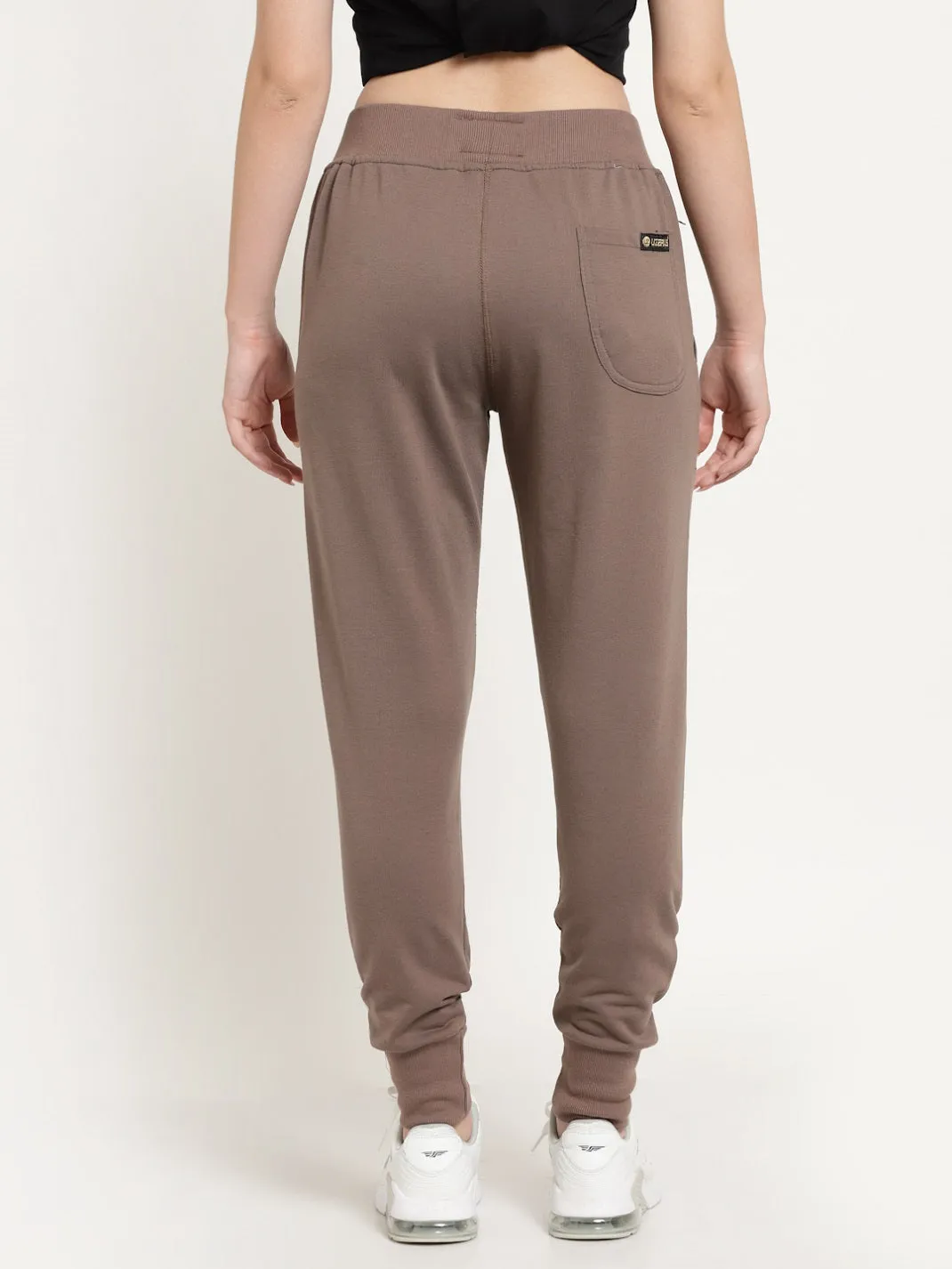 Women's Cotton Regular Fit Joggers Track Pants with Zippered Pocket