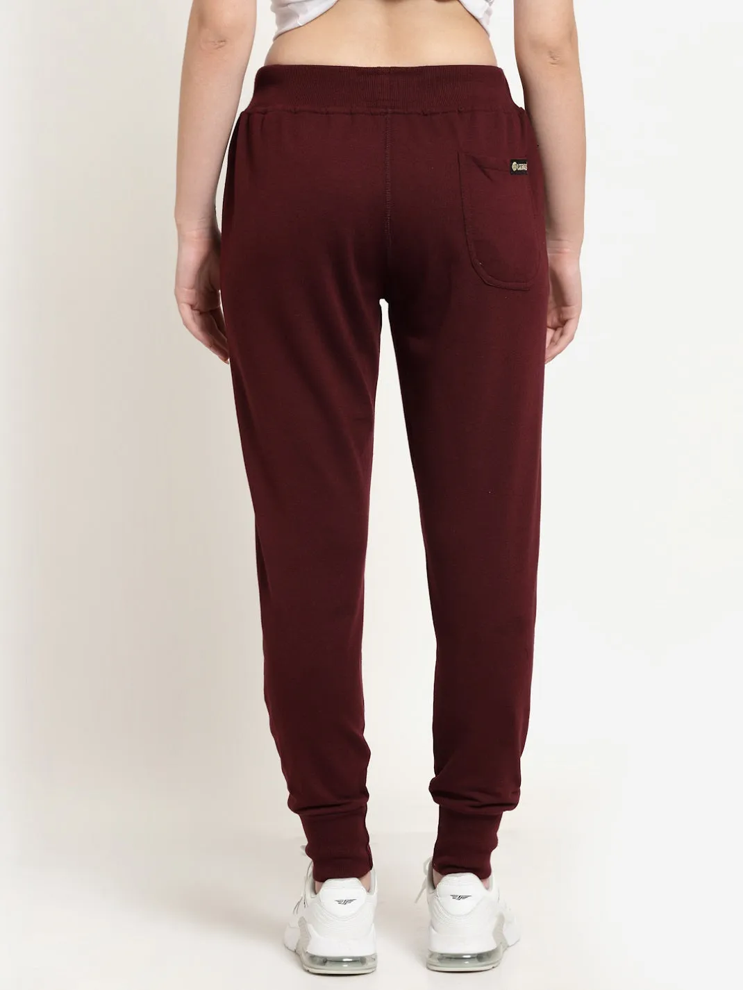 Women's Cotton Regular Fit Joggers Track Pants with Zippered Pocket