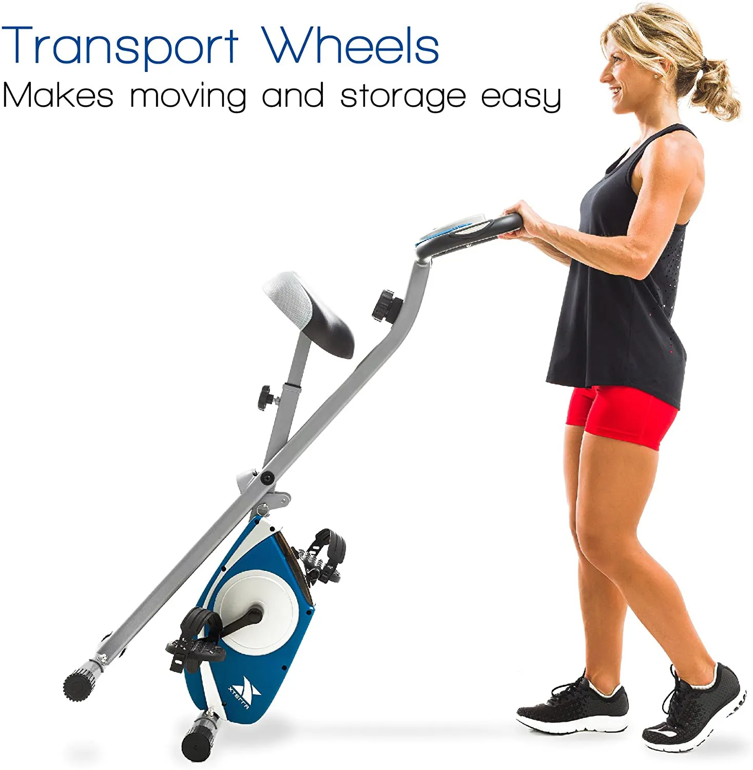 XTERRA Fitness FB150 Folding Exercise Bike, Silver, 31.5L x 18W x 45.3H in.