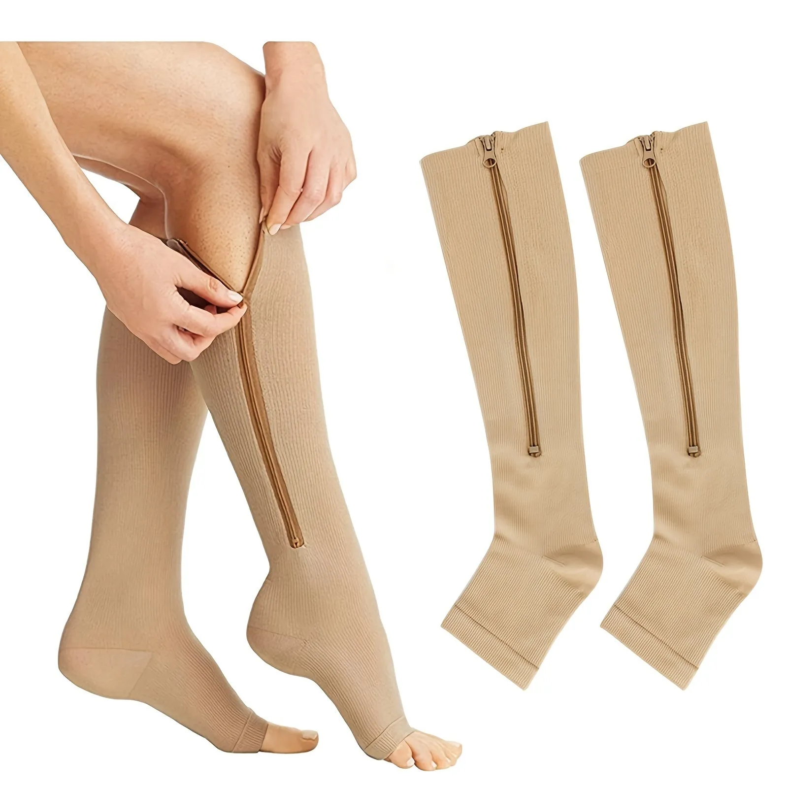 Zippered Compression Socks for Swelling Relief  Men  Women